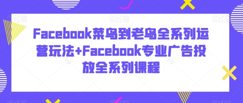 FACEBOOK菜鸟到老鸟全系列运营玩法+FACEBOOK专业广告投放全系列课程-创业资源网 | 精品设计与工具分享平台