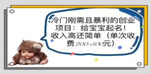 冷门刚需且暴利的创业项目：给宝宝起名！收入高还简单（单次200-500）-创业资源网 | 精品设计与工具分享平台