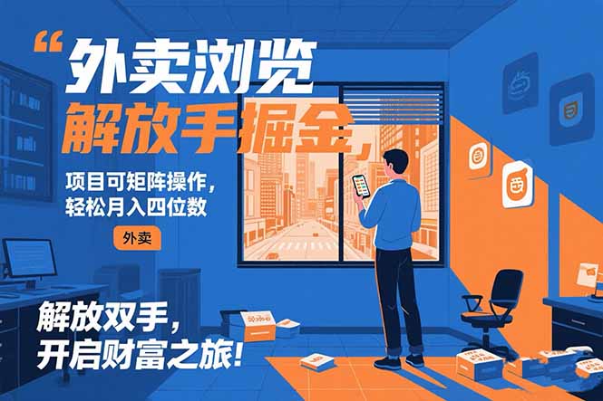 外卖浏览掘金项目 可矩阵操作 轻松日入500+-创业资源网 | 精品设计与工具分享平台