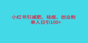 小红书精准引流，减肥、祛痘、创业粉单人日引100+（附软件）-创业资源网 | 精品设计与工具分享平台