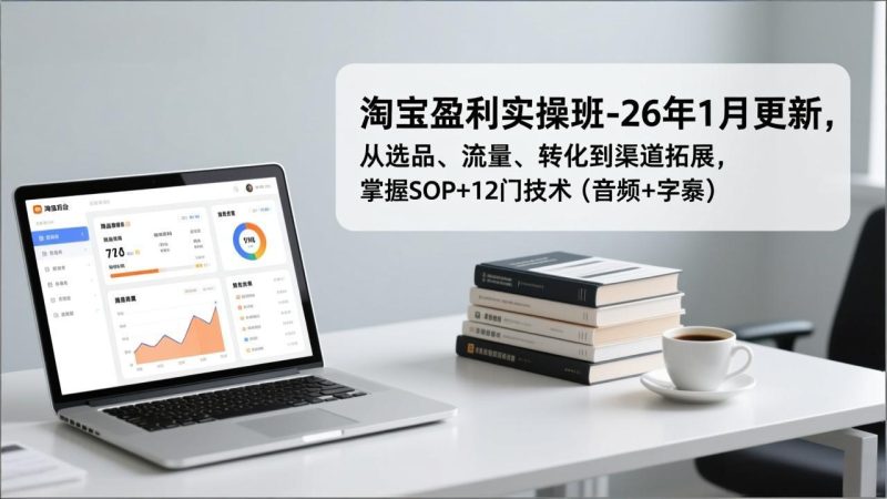 淘宝盈利实操班-26年1月更新，从选品、流量、转化到渠道拓展，掌握SOP+12门技术（音频+字幕）-创业资源网 | 精品设计与工具分享平台