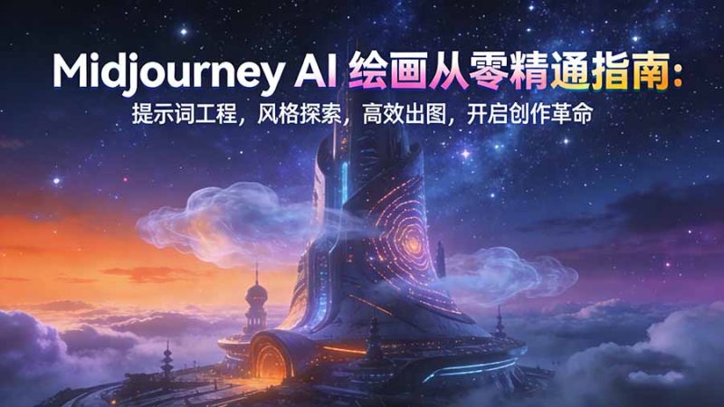 Midjourney AI绘画从零精通指南:提示词工程,风格探索,高效出图,开启创作革命-创业资源网 | 精品设计与工具分享平台