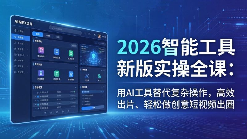 2026智能工具新版实操全课：用AI工具替代复杂操作，高效出片、轻松做创意短视频出圈-创业资源网 | 精品设计与工具分享平台