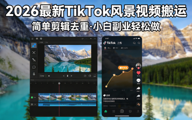 2026最新TikTok风景视频搬运简单剪辑去重小白副业月入 8000-创业资源网 | 精品设计与工具分享平台