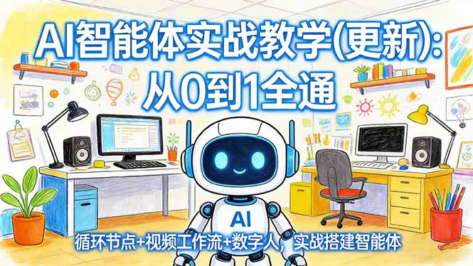 AI智能体实战教学(更新):从0到1全通,循环节点+视频工作流+数字人,实战搭建智能体-创业资源网 | 精品设计与工具分享平台