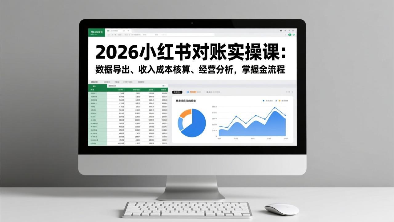 2026小红书对账实操课:数据导出、收入成本核算、经营分析,掌握全流程 2026小红书对账实操课:数据导出、收入成本核算、经营分析,掌握全流程