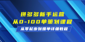 拼多多新手运营从0-100单策划课程，从零起步到爆单详细教程-创业资源网 | 精品设计与工具分享平台