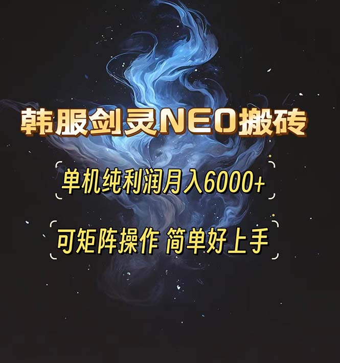 韩服剑灵NEO搬砖攻略，单机纯利润月入6000+ 可矩阵操作，简单好上手。-创业资源网 | 精品设计与工具分享平台