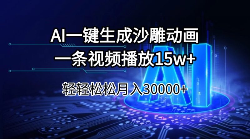 AI一键生成沙雕动画一条视频播放15Wt轻轻松松月入30000+-创业资源网 | 精品设计与工具分享平台