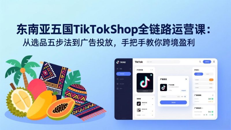 东南亚五国TikTok Shop全链路运营课：从选品五步法到广告投放，手把手教你跨境盈利-创业资源网 | 精品设计与工具分享平台