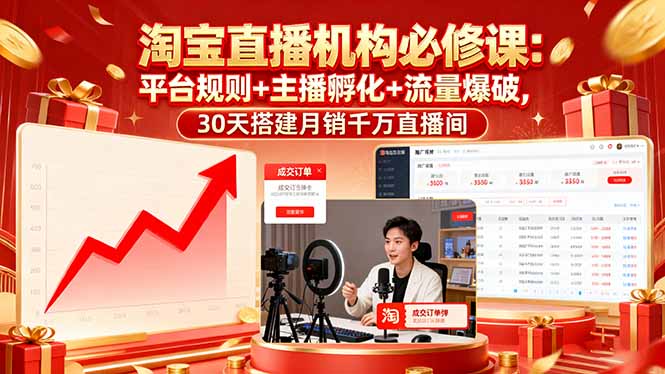 淘宝直播机构必修课:平台规则/主播孵化/流量爆破,30天搭建月销千万直播间 淘宝直播机构必修课:平台规则/主播孵化/流量爆破,30天搭建月销千万直播间