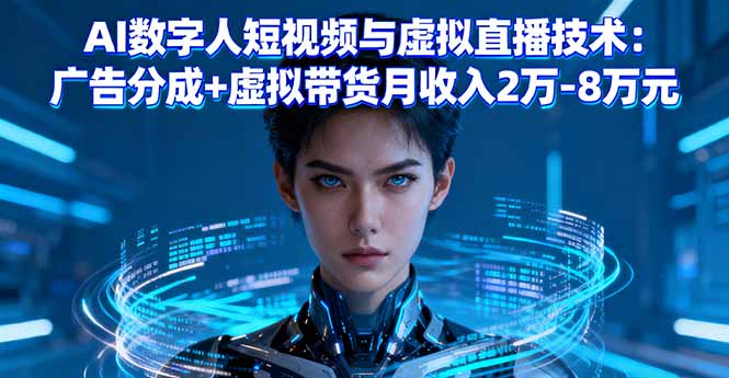 AI数字人短视频与虚拟直播技术:广告分成+虚拟带货月收入2万-8万元 AI数字人短视频与虚拟直播技术:广告分成+虚拟带货月收入2万-8万元