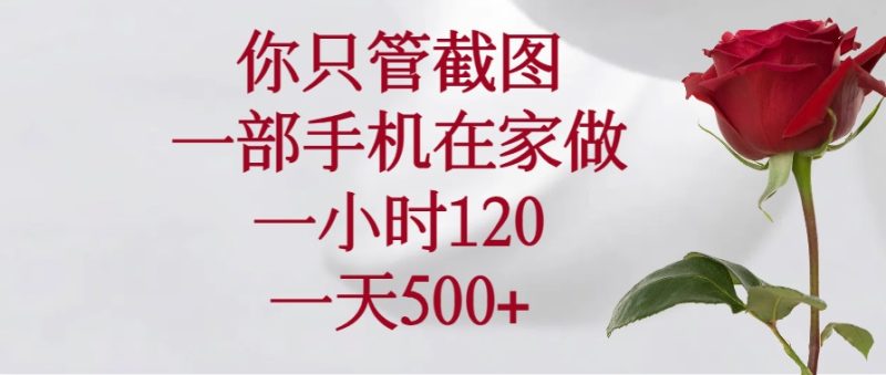 你只管截图，一部手机在家做，一小时120，一天500+-创业资源网 | 精品设计与工具分享平台