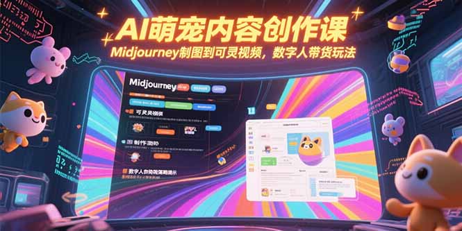 AI萌宠内容创作课，Midjourney制图到可灵视频，数字人带货玩法-创业资源网 | 精品设计与工具分享平台