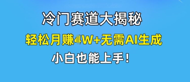 冷门赛道大揭秘，轻松月赚1W+无需AI生成，小白也能上手【揭秘】-创业资源网 | 精品设计与工具分享平台
