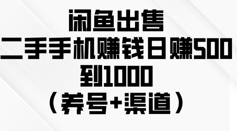 闲鱼赚钱秘籍：如何轻松日赚500-1000元？（养号+渠道+销售技巧）-创业资源网 | 精品设计与工具分享平台