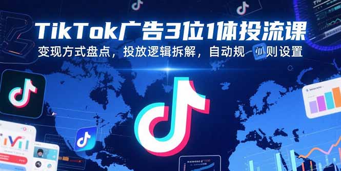 TikTok广告3位1体投流课，变现方式盘点，投放逻辑拆解，自动规则设置-创业资源网 | 精品设计与工具分享平台