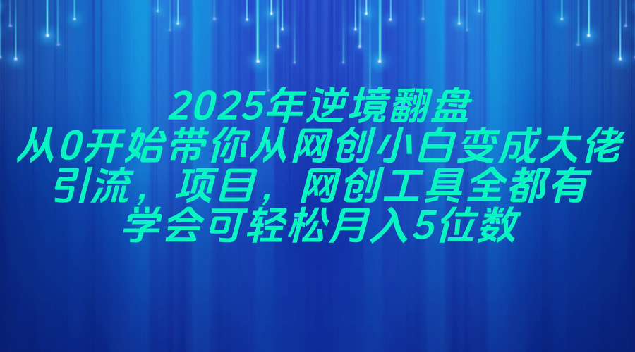 2025年逆境翻盘,从0开始带你从网创小白变成大佬,引流,项目,网创工... 2025年逆境翻盘,从0开始带你从网创小白变成大佬,引流,项目,网创工...