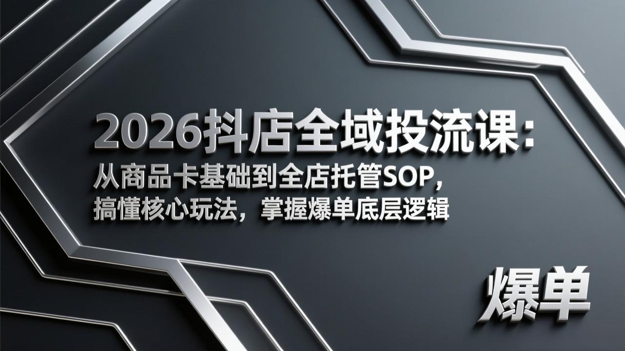 图片[1]-2026抖店全域投流课：从商品卡基础到全店托管SOP，搞懂核心玩法，掌握爆单底层逻辑-阿兴说钱