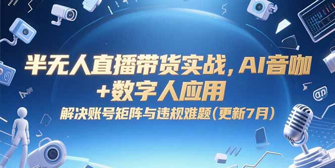 半无人直播带货实战,AI音咖+数字人应用 解决账号矩阵与违规难题(更新7月)-创业资源网 | 精品设计与工具分享平台