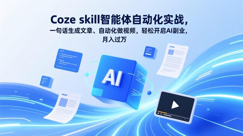 Coze skill智能体自动化实战，一句话生成文章、自动化做视频，轻松开启AI副业，月入过万-创业资源网 | 精品设计与工具分享平台