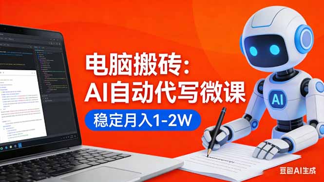 电脑搬砖:AI自动代写微课,稳定月入1-2W,提供接单渠道,0门槛小白可做!-创业资源网 | 精品设计与工具分享平台