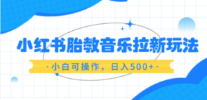 小红书胎教音乐拉新玩法，小白可操作，日入500+（资料已打包）-创业资源网 | 精品设计与工具分享平台