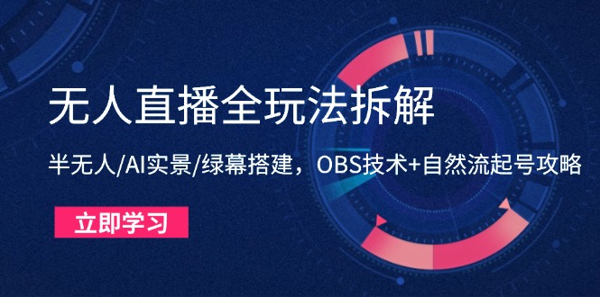 无人直播全玩法拆解：半无人/AI实景/绿幕搭建，OBS技术+自然流起号攻略-创业资源网 | 精品设计与工具分享平台