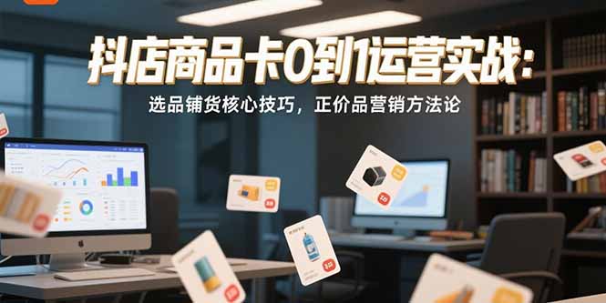 抖店商品卡0到1运营实战:选品铺货核心技巧,正价品营销方法论-创业资源网 | 精品设计与工具分享平台