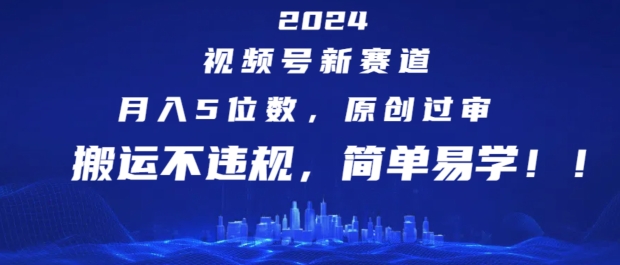 2024视频号新赛道，月入5位数+，原创过审，搬运不违规，简单易学【揭秘】-创业资源网 | 精品设计与工具分享平台