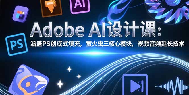 Adobe AI设计课：涵盖PS创成式填充，萤火虫三核心模块，视频音频延长技术-创业资源网 | 精品设计与工具分享平台