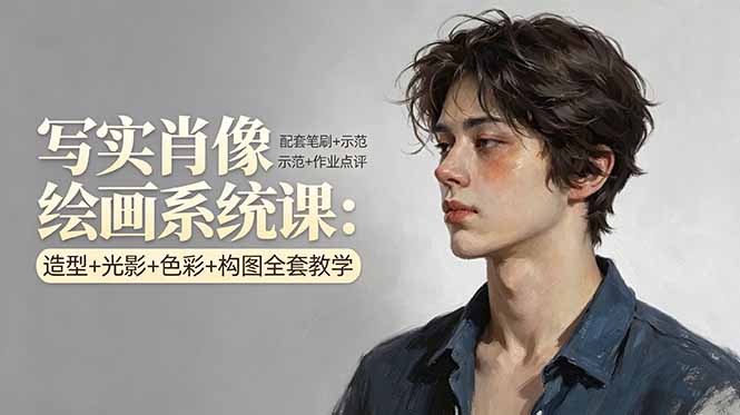 写实肖像绘画系统课：造型+光影+色彩+构图全套教学，配套笔刷+示范+作业点评-创业资源网 | 精品设计与工具分享平台