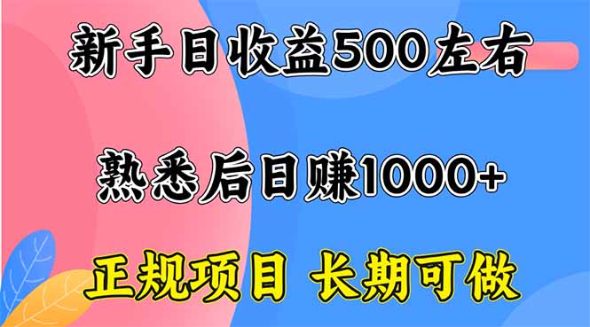 新手日收益500+ 正规项目 长期可做-创业资源网 | 精品设计与工具分享平台