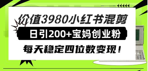 价值3980小红书混剪日引200+宝妈创业粉,每天稳定四位数变现!-创业资源网 | 精品设计与工具分享平台