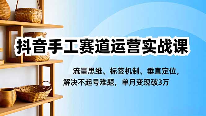 抖音手工赛道运营实战课，流量思维、标签机制、垂直定位，解决不起号难题，单月变现破3万-创业资源网 | 精品设计与工具分享平台