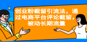 创业粉截留引流法，通过电商平台评论截留，被动长期流量-创业资源网 | 精品设计与工具分享平台