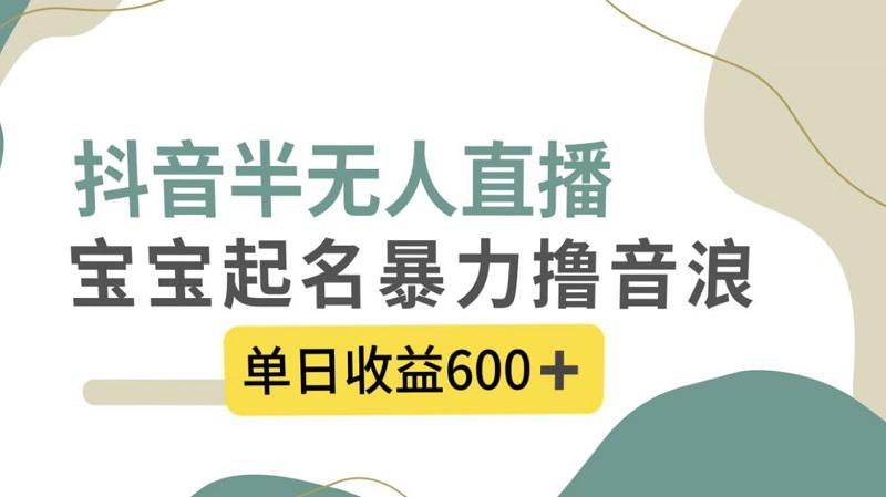 抖音半无人直播,宝宝起名,暴力撸音浪,单日收益600 抖音半无人直播,宝宝起名,暴力撸音浪,单日收益600