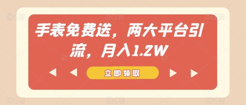 手表免费送，两大平台引流，月入1.2W【揭秘】-创业资源网 | 精品设计与工具分享平台