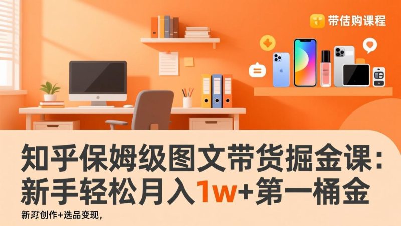 知乎保姆级图文带货掘金课：账号打造+爆文创作+选品变现，新手轻松月入1w+第一桶金-创业资源网 | 精品设计与工具分享平台