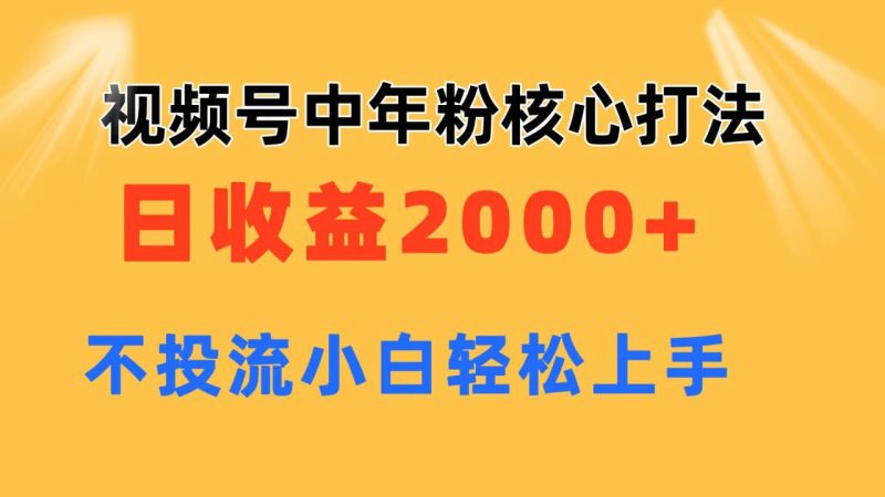 视频号中年粉核心玩法 日收益2000+ 不投流小白轻松上手-创业资源网 | 精品设计与工具分享平台