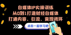 自媒体IP实操训练，从0到1打造财经自媒体，打通内容、引流、变现闭环-创业资源网 | 精品设计与工具分享平台