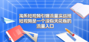 淘系短视频引爆流量实战班，短视频是一个没有天花板的流量入口-创业资源网 | 精品设计与工具分享平台