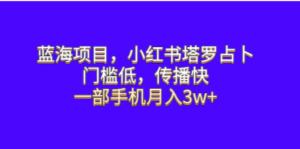 蓝海项目,小红书塔罗占卜,门槛低,传播快,一部手机月入3w+-创业资源网 | 精品设计与工具分享平台