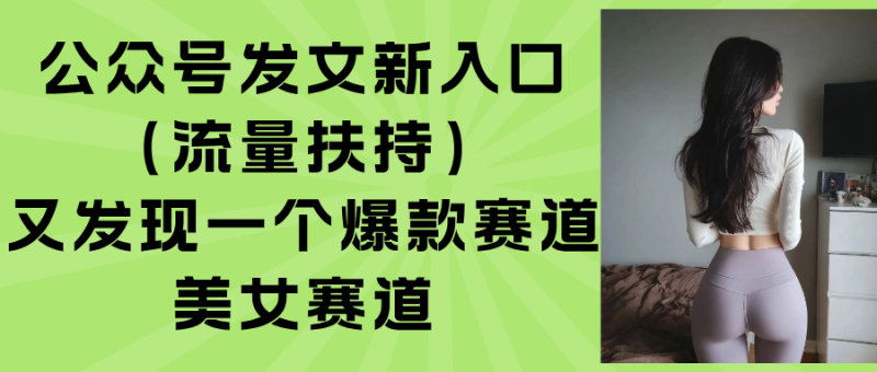 公众号发文新入口(流量扶持),又发现一个爆款赛道:美女赛道-创业资源网 | 精品设计与工具分享平台