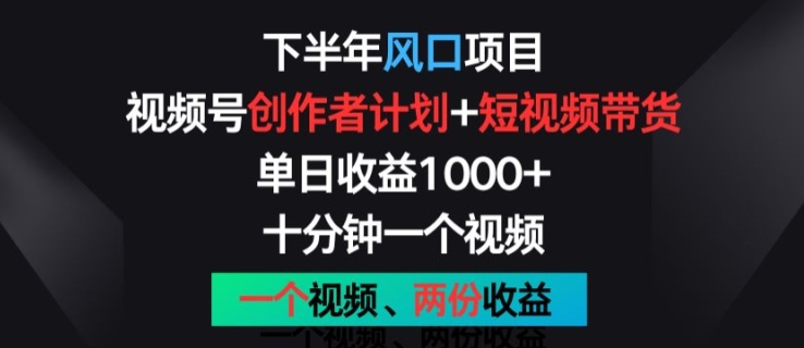 下半年风口项目，视频号创作者计划+视频带货，一个视频两份收益，十分钟一个视频【揭秘】-创业资源网 | 精品设计与工具分享平台