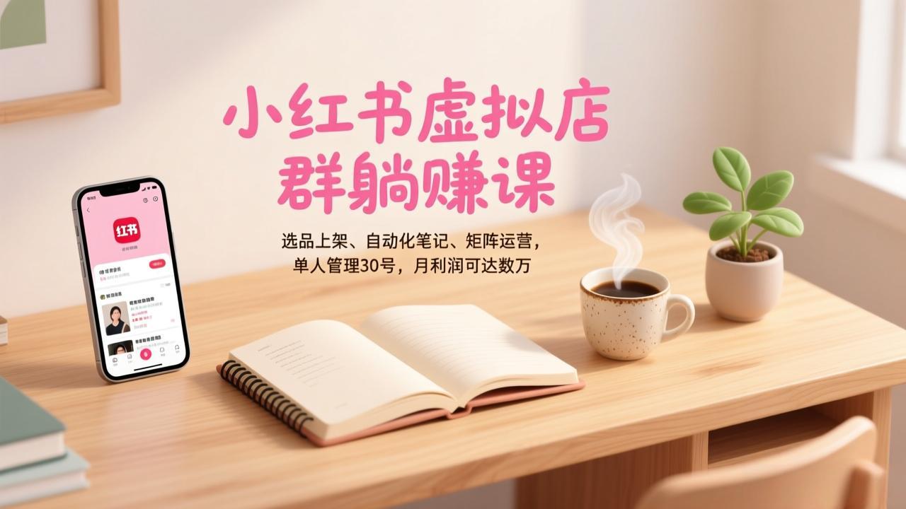 小红书虚拟店群躺赚课,选品上架、自动化笔记、矩阵运营,单人管理30号,月利润可达数万 小红书虚拟店群躺赚课,选品上架、自动化笔记、矩阵运营,单人管理30号,月利润可达数万