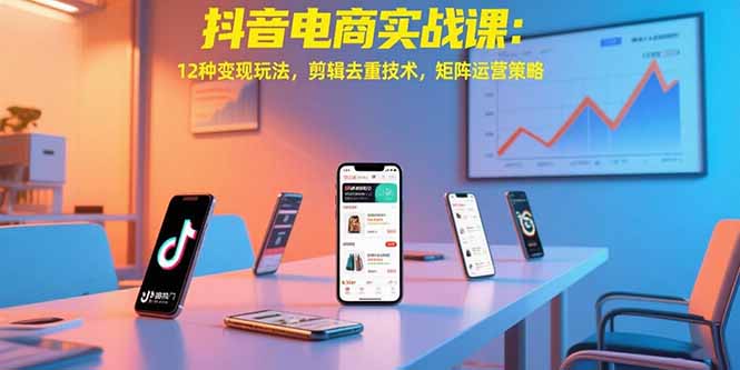 抖音电商实战课：12种变现玩法，剪辑去重技术，矩阵运营策略-创业资源网 | 精品设计与工具分享平台