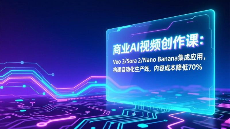 商业AI视频创作课：Veo 3/Sora 2/Nano Banana集成应用，构建自动化生产线，内容成本降低70%-创业资源网 | 精品设计与工具分享平台