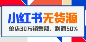 小红书无货源项目：从0-1从开店到爆单，单店30万销售额，利润50%，干货分享-创业资源网 | 精品设计与工具分享平台