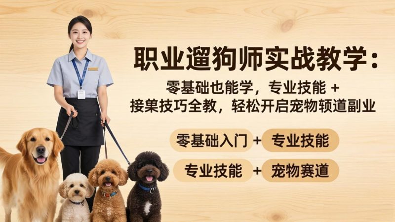 职业遛狗师实战教学：零基础也能学，专业技能 + 接单技巧全教，轻松开启宠物赛道副业-创业资源网 | 精品设计与工具分享平台
